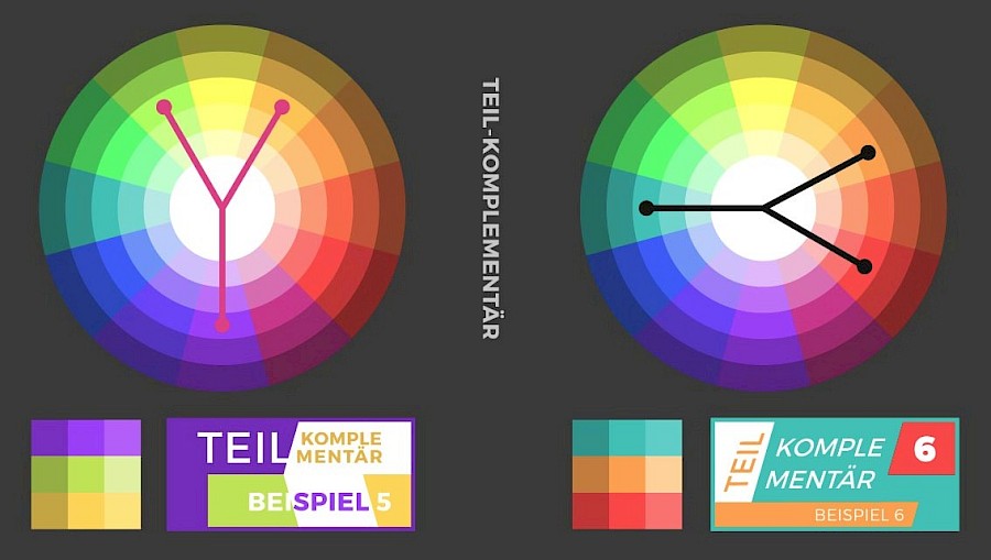 Beispiele für Farbkombinationen - Teilkomplementär